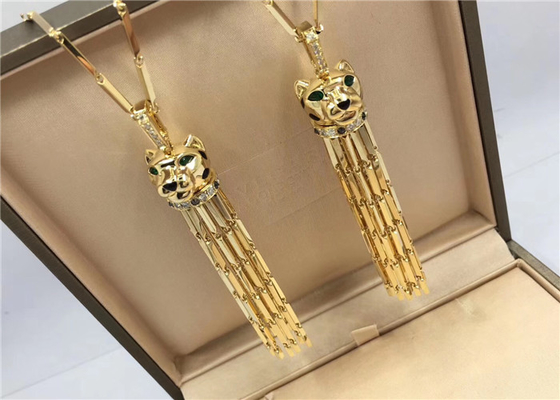 Handmade Cartier Jewelry , 18K Yellow Gold Panthrre De Long Tassel Necklace