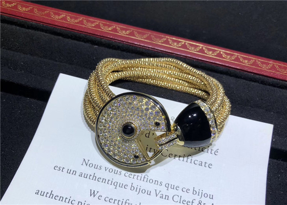 Cartier Jewelry18K Yellow Gold Amulette de Cartier Diamond Bracelet with Onyx & Black Lacquer Large Model