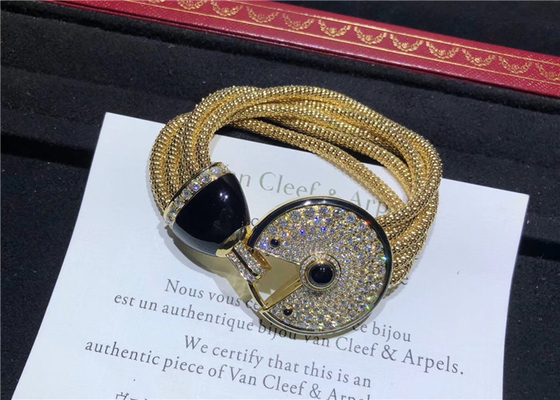 Cartier Jewelry18K Yellow Gold Amulette de Cartier Diamond Bracelet with Onyx & Black Lacquer Large Model