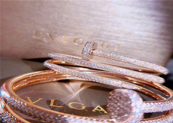 18k white gold Cartier Juste un Clou Nail bracelet 2 rows paved diamonds luxury diamond jewelry
