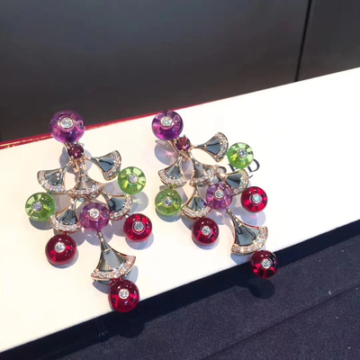 charming 18K Gold Diamond Earrings ,  Divas Dream Earrings With Colored Stones
