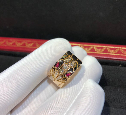 Glamorous 18K Gold Ruby And Diamond Ring luxury jewelry brands Serpenti Ring
