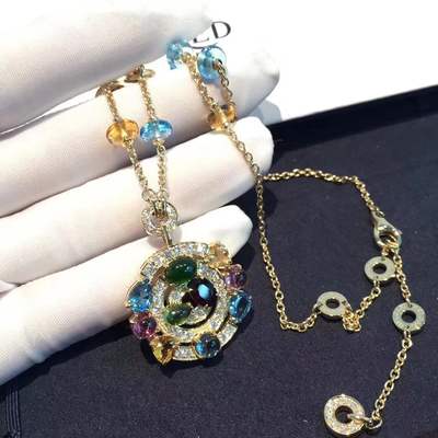 Luxury Custom 18K Gold Jewelry , Bulgari Astrale Necklace With Gemstones