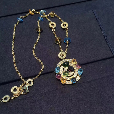 Luxury Custom 18K Gold Jewelry ,  Astrale Necklace With Gemstones
