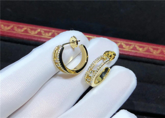 Personalized Charming  Diamond Earrings In 18K Yellow Gold
