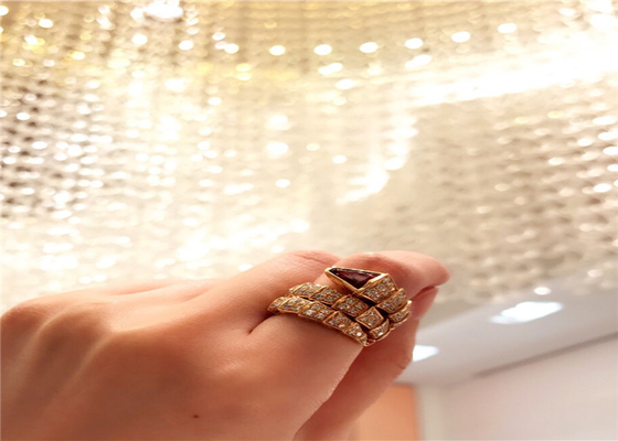 Shinning Bulgari 18K Gold Diamond Pave Ring For Women / Ladies / Girls