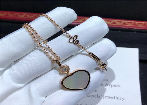 Authentic 18K Pink Gold Chopard Jewelry / Chopard Happy Diamonds Necklace