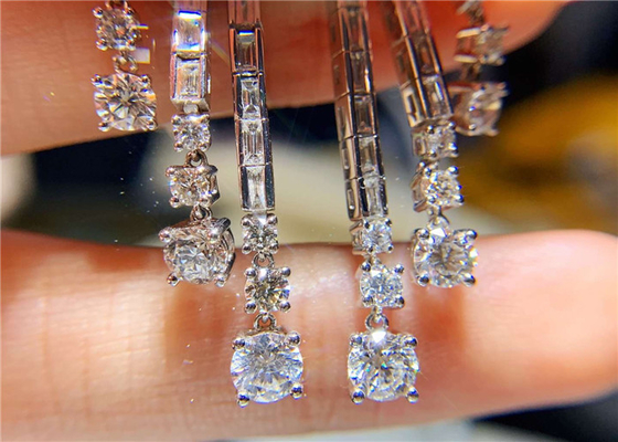 High End Personalized  18K White Gold Diamond Earrings For Women