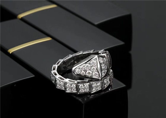  Serpenti 18K Gold Diamond Ring For Wedding Anniversary Party