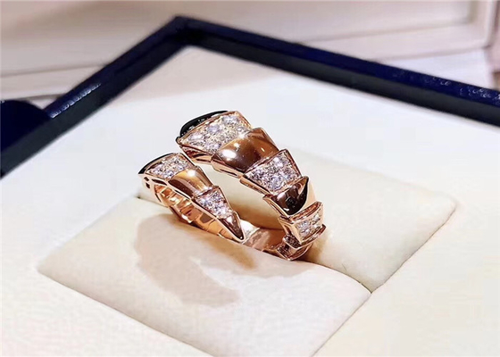 Handmade 18K Gold Diamond Jewelry Bulgari / Bulgari Snake Ring With Black Onyx