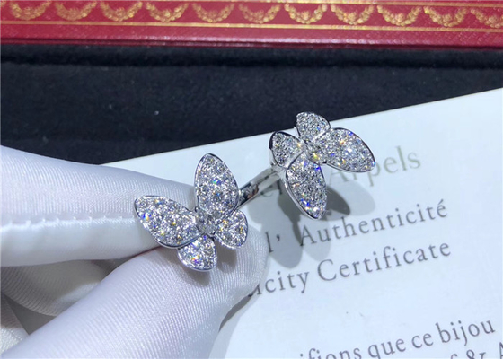 18K White Gold Custom Brand Butterfly Ring With 70 Diamonds