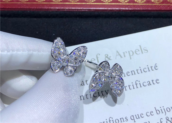 18K White Gold Custom Brand Butterfly Ring With 70 Diamonds