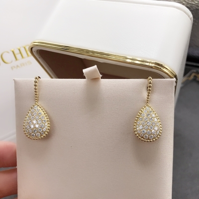 Luxury 18K Yellow Gold Earrings With Paved Diamonds Customization Available