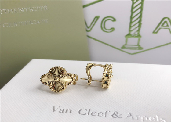 Vintage 18K Gold Diamond Earrings , Van Cleef & Arpels Alhambra Earrings VCARP3JL00