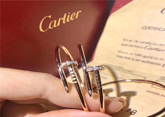 Unique 18K Gold Cartier Juste Un Clou Bracelet With 20 Round Bright Cut Diamonds