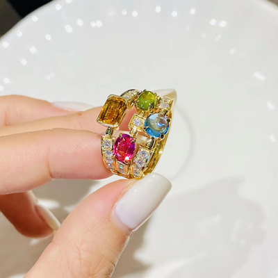 Women's 0.2ct 18k Gold Natural Colored Gemstone Ring