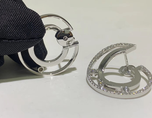 White Gold 0.80 Carat VS Diamond Hoop Earrings 2.4cm designer brand jewelry