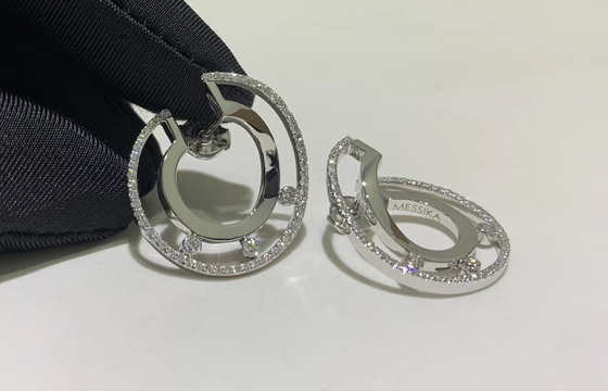 White Gold 0.80 Carat VS Diamond Hoop Earrings 2.4cm designer brand jewelry