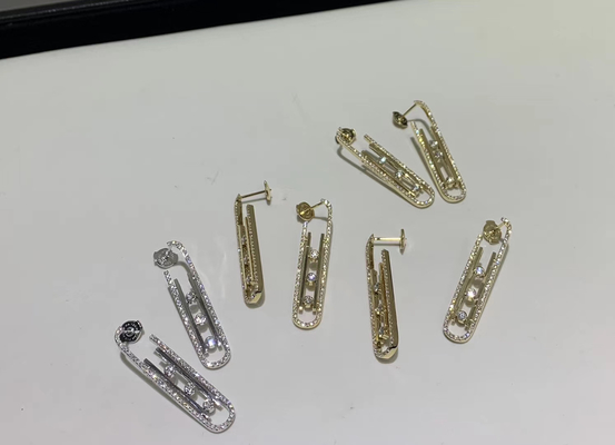 brand jewelry earrings L Dangling 18k White Gold Diamond  Earrings Custom Made Messika 18kt Rose Gold Boucles d’