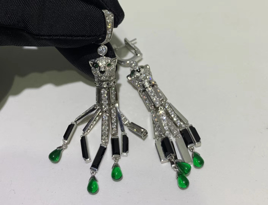 18K White Gold 5.95 Carats 444 Diamond De Brand Earrings