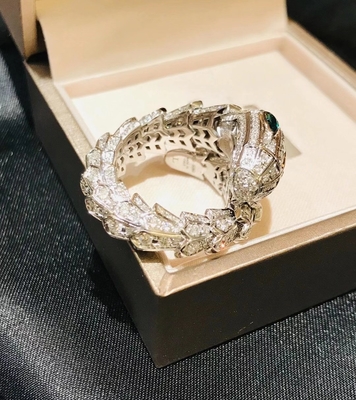 18k white gold diamond ring Diamond Bulgari Serpenti Ring 18k White Gold Emerald eyes