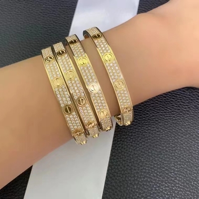 Full Diamond Love Bangle Classic Jewelry Love Bracelet Full Diamond-paved in 18K Pink Gold