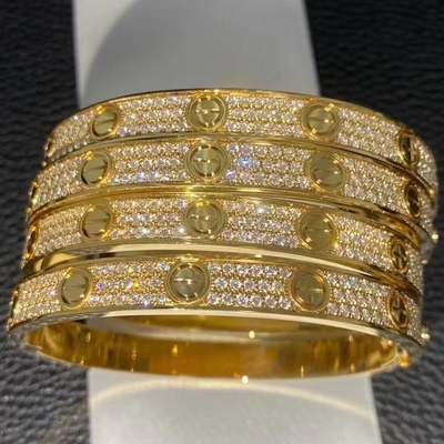 Full Diamond Love Bangle Classic Jewelry Love Bracelet Full Diamond-paved in 18K Pink Gold