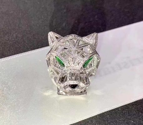 Panthère de Brand Ring retail jewelry store Chinese jewelry manufacturer real white gold diamond ring