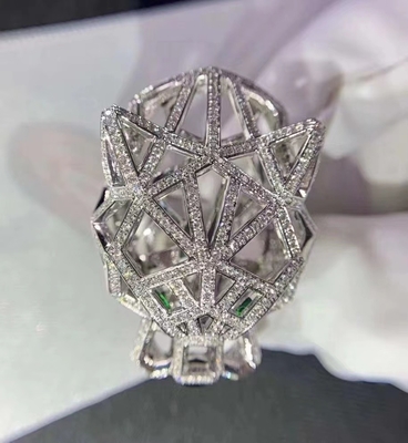 Panthère de Brand Ring retail jewelry store Chinese jewelry manufacturer real white gold diamond ring