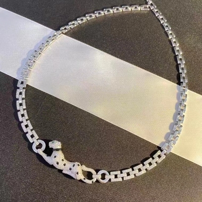 The luxury jewelry PanthèRe De Cartier Necklace White Gold Diamonds Emeralds Onyx luxury jewelry brands