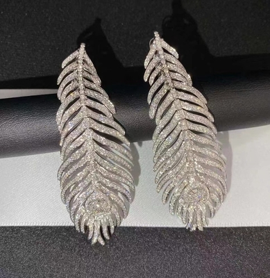  Plume De Paon Large earrings 18k white gold and round diamonds starting a luxury jewelry business