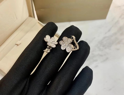 18K White Gold Very Model Cosmos Diamond Pave Earring Custom Brand