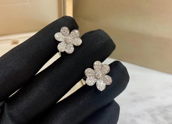 18K White Gold Very Model Cosmos Diamond Pave Earring Custom Brand