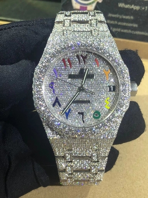 Men Women Watches Iced Out Bezel Hip Hop VVS Moissanite Diamond Watch Band Luxury