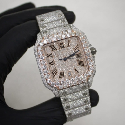Mens Women Diamond Iced Out Bling Watches Dial Bezel Band VVS Moissanite Watch