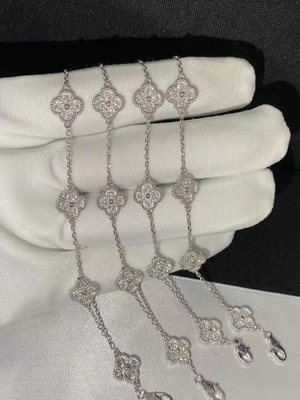 Van Cleef And Arpels Sweet Alhambra 6 Diamond Motifs Bracelet 18k White Gold