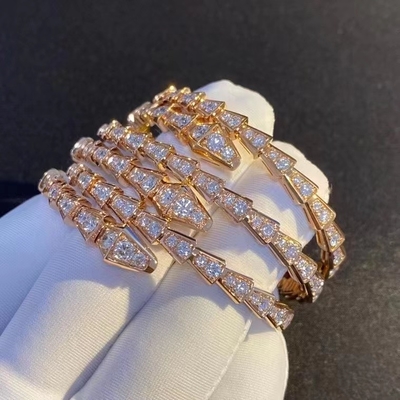 Serpenti One Coil Slim 18K Gold Diamond Bracelet 2.86ct Elegant White Gold Band