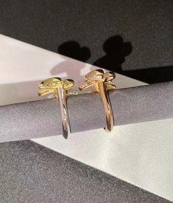Pure 18K Custom Brand Two Butterfly Ring 42 - 62 Size DEF Diamond Color