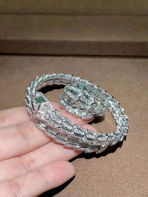 18k White Gold Diamond Serpenti Bracelet Custom Made Bulgari High Jewellery