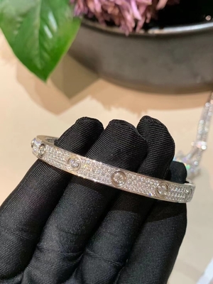 Luxury Brand Full Diamond Love Bracelet HK Setting For Anniversary Engagement Gift