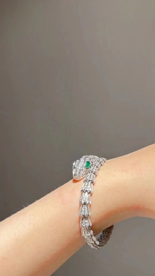 Custom Made Bulgari 18k White Gold Bracelet Pave Diamond Serpenti Bracelet
