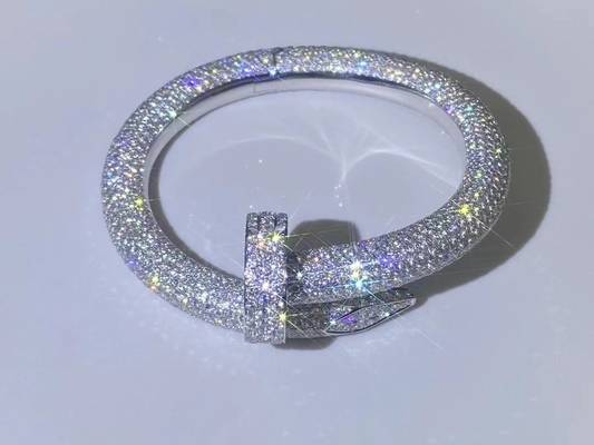 Fully Diamond Paved cartier juste un clou bracelet 18K White Gold Unisex