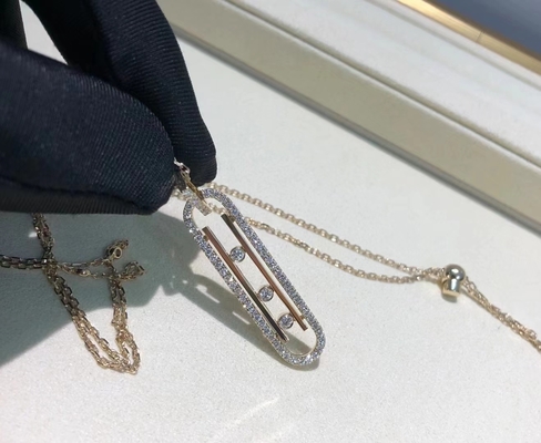 OEM 18K White Diamond Necklace Paved VVS Diamond Messika Move Necklace