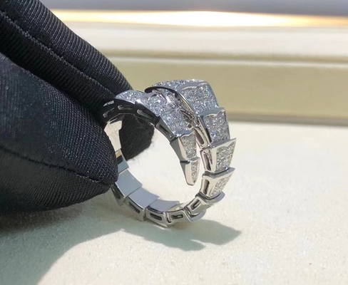 Luxury  Serpenti Ring 18k White Gold Diamond Ring ISO9001 Ceritified