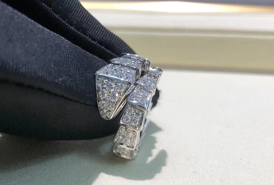 Luxury Bulgari Serpenti Ring 18k White Gold Diamond Ring ISO9001 Ceritified