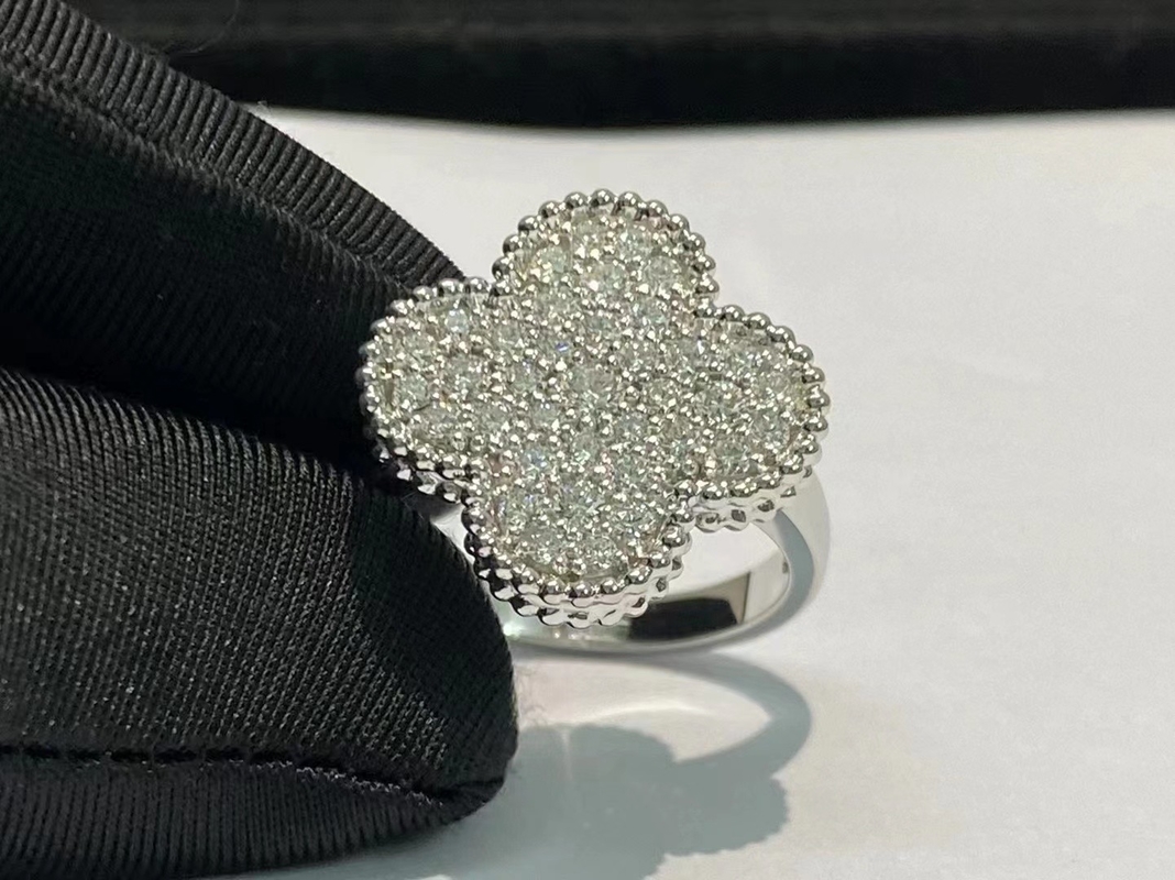 Authentic Custom Brand Magic  Ring 18K White Gold Diamond Paved