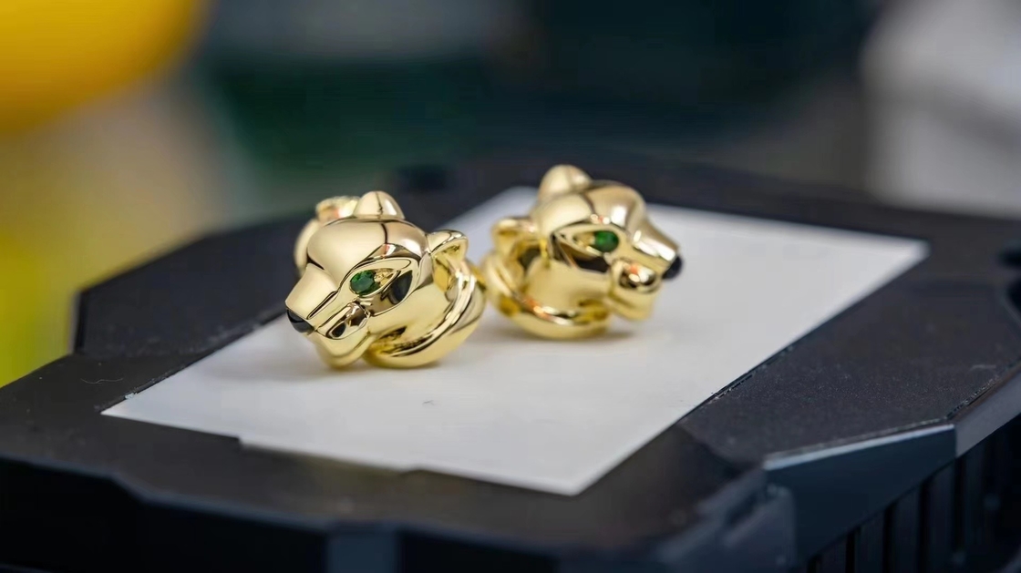 OEM Brand 18K Gold Earrings Emerald Onyx Brand Panthere Earrings