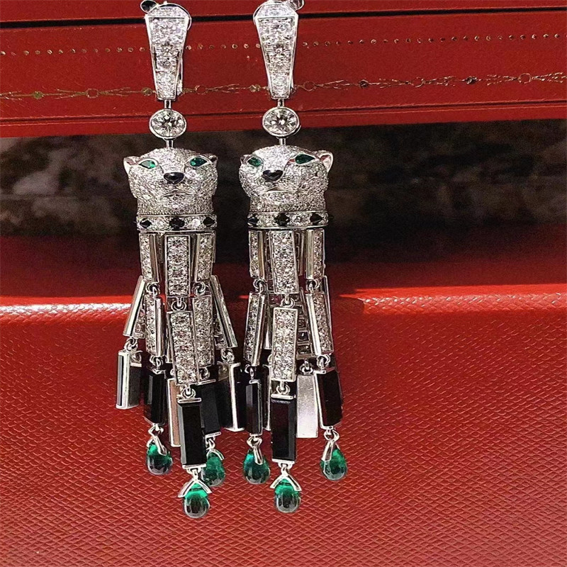Custom Jewelry Diamond 18k Gold Stud Earrings Brand Panthere Earrings