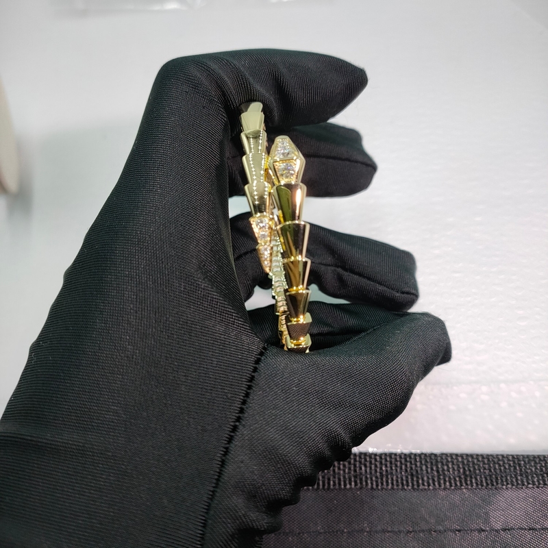 18K Gold Diamond Bracelet Serpenti Viper One-Coil 18 Kt Yellow Gold Bracelet Set With Pavé Diamonds On The Head And Tail