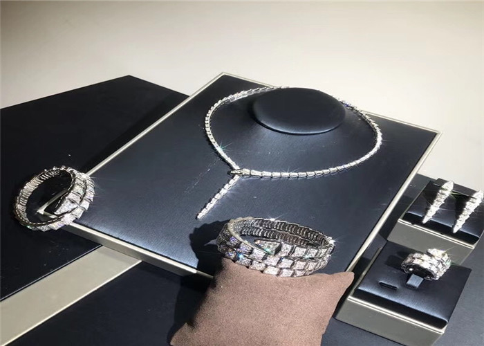 18KT White Gold  Serpenti Bracelet / Necklace / Ring / Earrings Diamond Paved